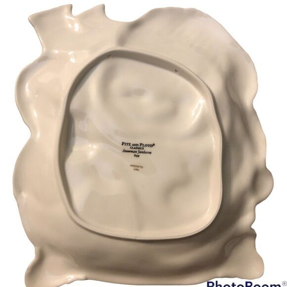 Vintage Fitz & Floyd Classics Snowman Jamboree Dish Canape Plate 9” x 8” holiday - Picture 2 of 4